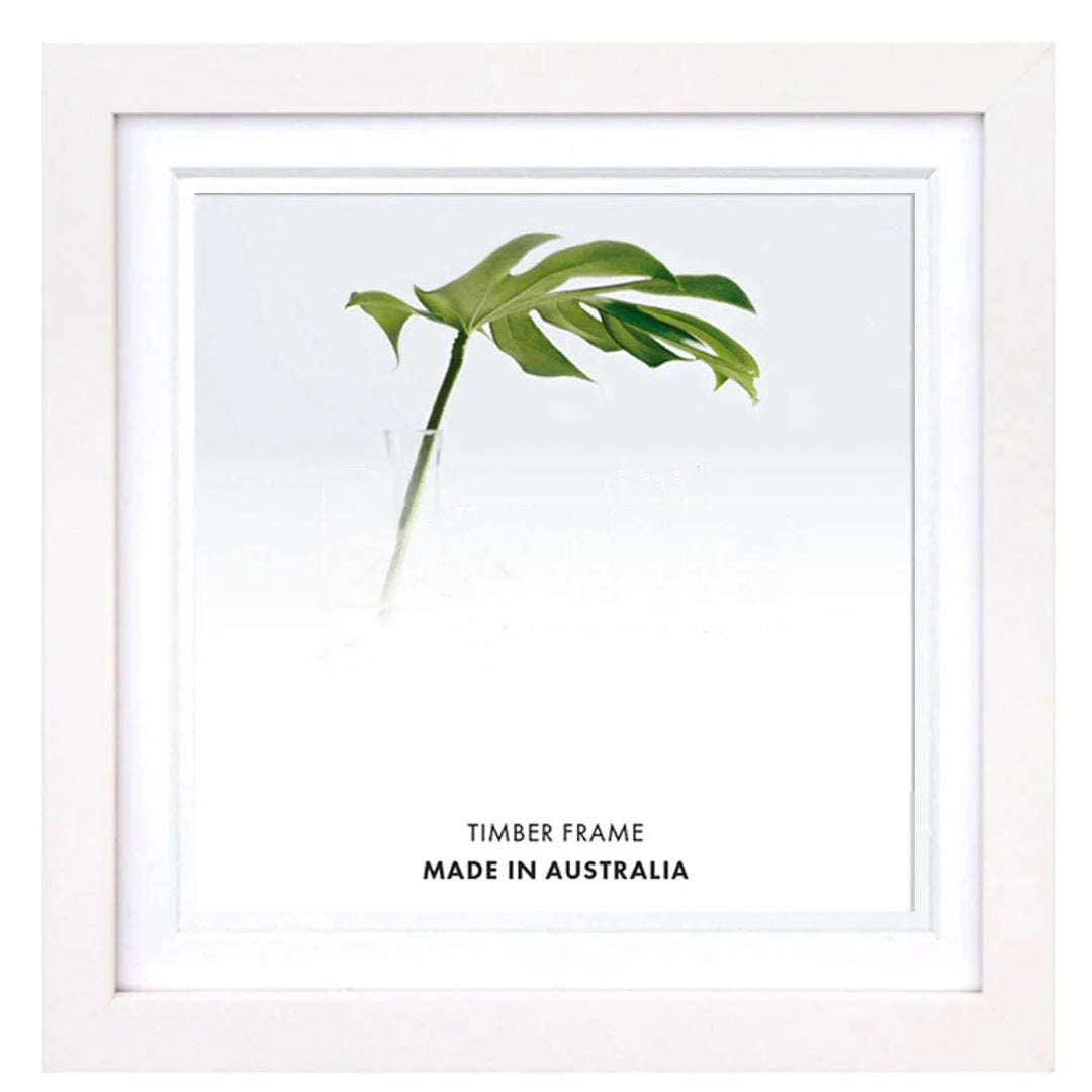 6x6” white timber frame with matboard to suit 4x4” photo
