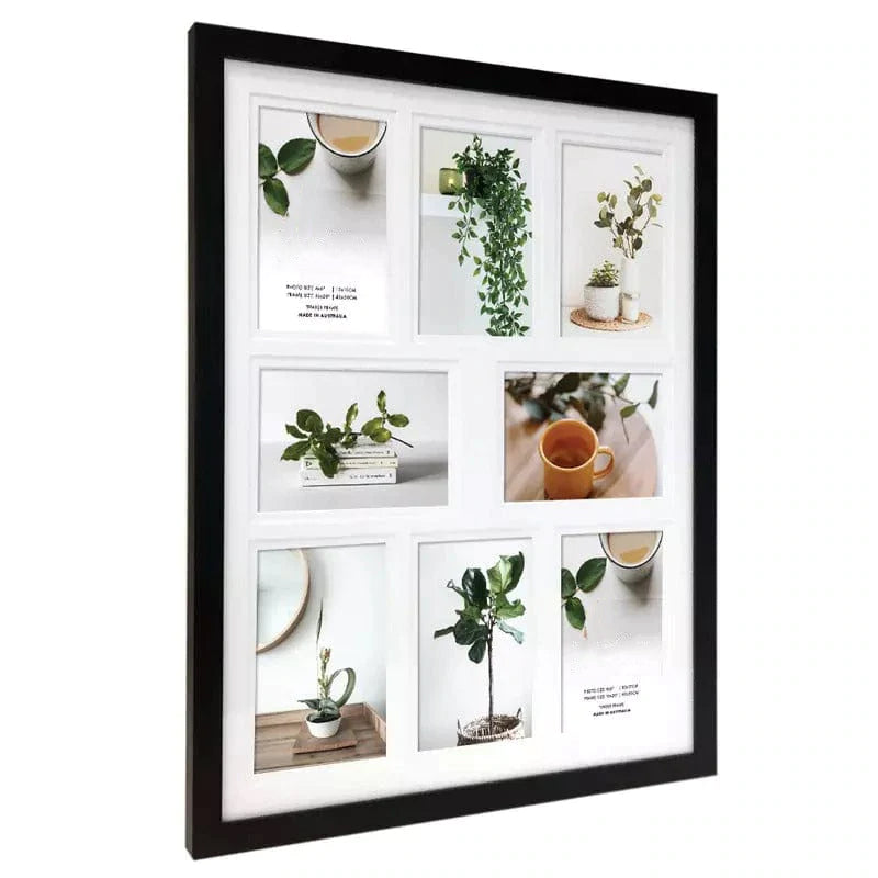 16x20” black timber collage frame with matboard to suit eight 6x4” photos